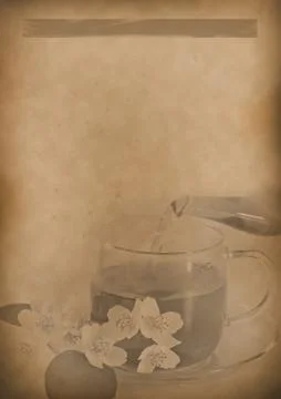 Old tea menu background vintage paper for any design Stock Photos