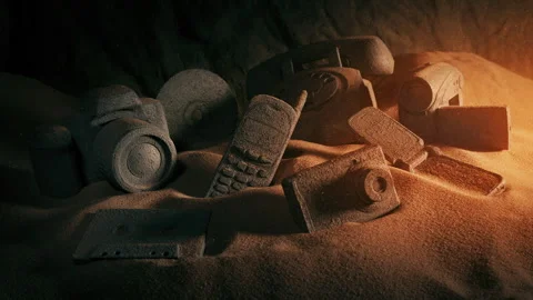 Old Tech Revealed In Dusty Cave Stock Footage 287635203