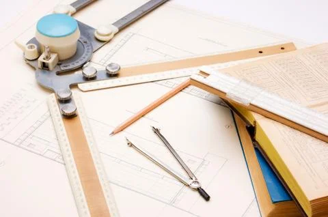 Old technical drawings Foto stock