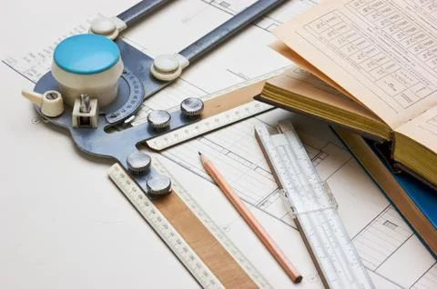 Old technical drawings Stock Photos