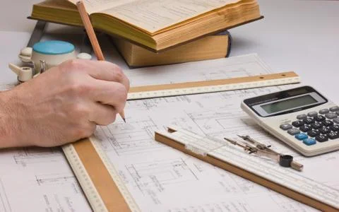 Old technical drawings Foto stock