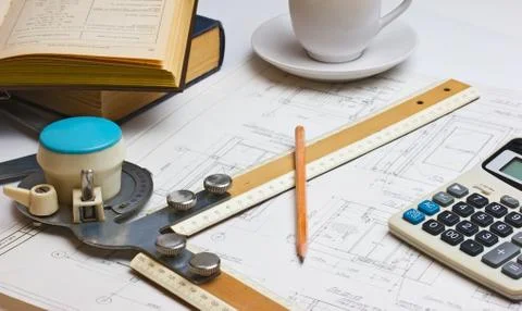 Old technical drawings Stock Photos