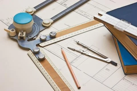 Old technical drawings Stock-Fotos