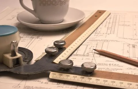 Old technical drawings Stock Photos