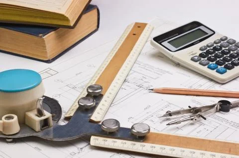 Old technical drawings Stock Photos