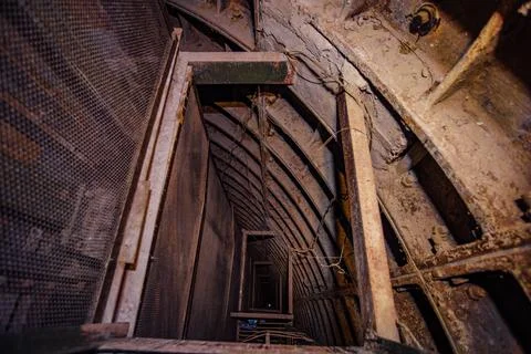 Old technical maintenance tunnel in the subway Stock Photos