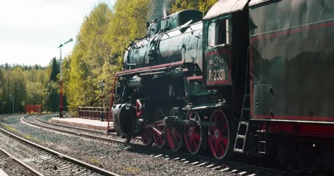 Old Technology Background. Steam Train Wheels Close Up. Locomotive Stock Footage 155580728
