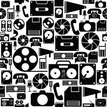 Old technology seamless pattern background icon. Stock Illustration