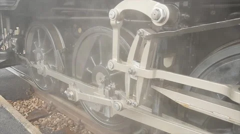 Old technology of steam engine locomotive train Stock Footage 43619078