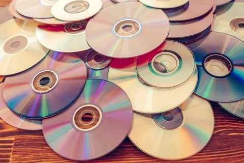 Old technology, waste compact disc collection decoration for vintage pattern. cd 스톡 사진
