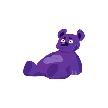 Old teddy bear with patches flat vector, cartoon gothic animal doll, abando.. Stockillustratie