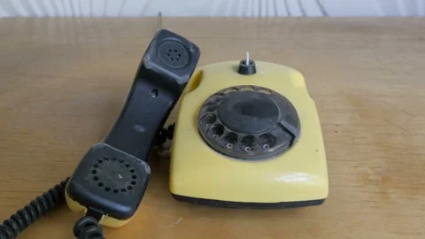 Old telephone with the dial Stock Footage 94400307