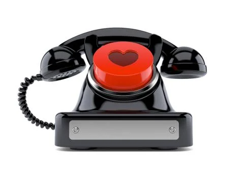 Old telephone with heart push button Stock Illustration