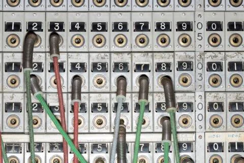 Old Telephone Switchboard close up Stock Photos