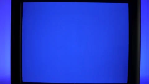 Old Television with Blue Screen Stock Footage 315019573