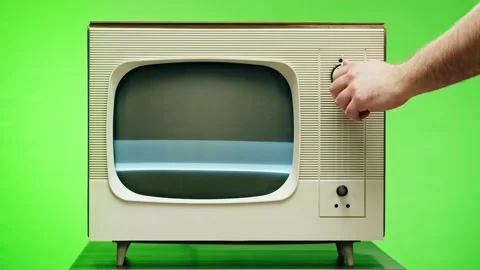 Old television with grey interference screen on chroma green background. Close Stock-Footage 169195883