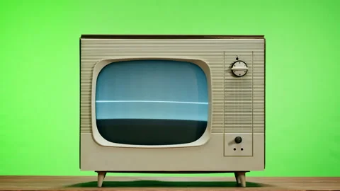 Old television with grey interference screen on chroma green background. Close Stock Footage 169198762