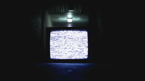 Old television on in Hallway Stock Footage 956013
