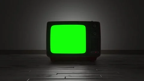 Old television set with chroma key green screen Видео 312744181