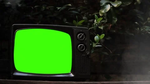 Old Television Set with Green Screen Outdoors. Video stock 124355254