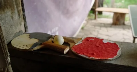 Old tennis rackets Stock Footage 137648768