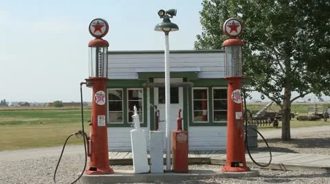 Old Texaco gas station Stock Footage 11317164