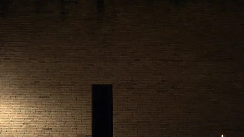 Old texture brick wall contemporary architecture design with vertical open .. Video stock 247075451