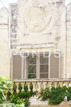 Old textured wall with window Stock Photos