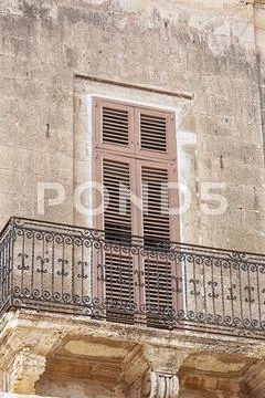 Old textured wall with window Stock Photos