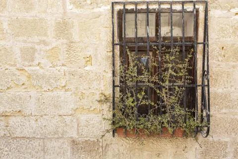Old textured wall with window Foto stock