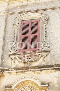Old textured wall with window Stock Photos