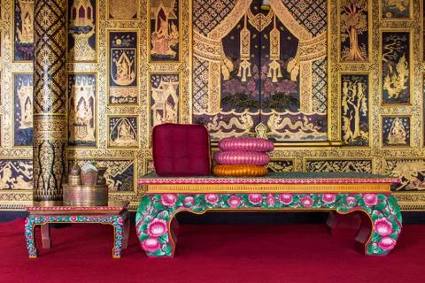 Old thai interior design Stock Photos