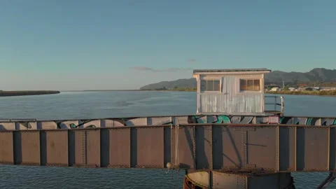 The old Thames bridge at Kopu, Coromandel, New Zealand Stock Footage 147165949