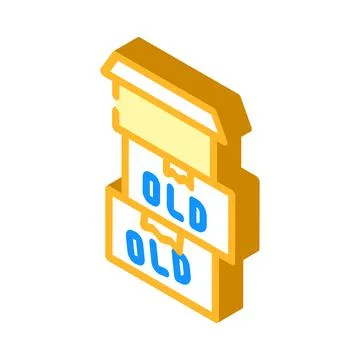 Old things in box isometric icon vector illustration Stock Illustration