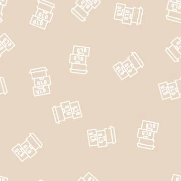 Old things in box line vector seamless pattern Illustrazione stock