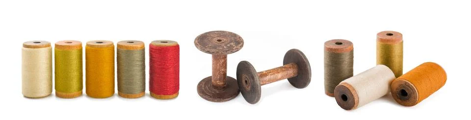 Old thread spools Stock Photos