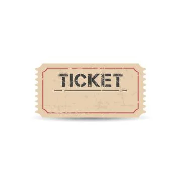 Old ticket with grunge effect. Flat vector illustration on white background. Stock Illustration