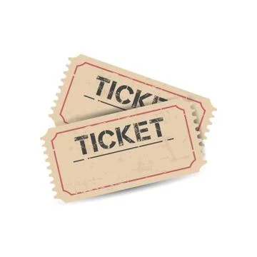 Old ticket with grunge effect. Flat vector illustration on white background. Stock Illustration