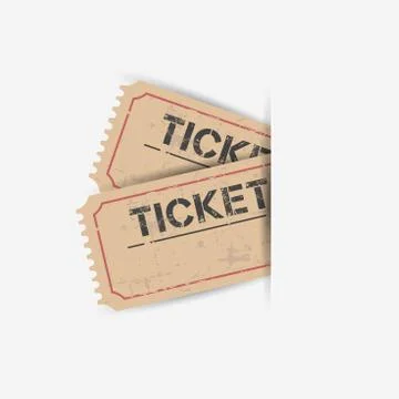 Old ticket with grunge effect. Flat vector illustration on white background. Illustrazione stock