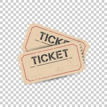 Old ticket with grunge effect. Flat vector illustration on isolated backgroun Stock Illustration