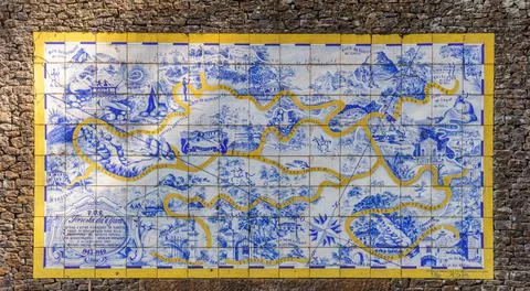 An old Tijuca Forest Map painted in tiles at Tijuca Forest National Park, Brazil Stock Photos