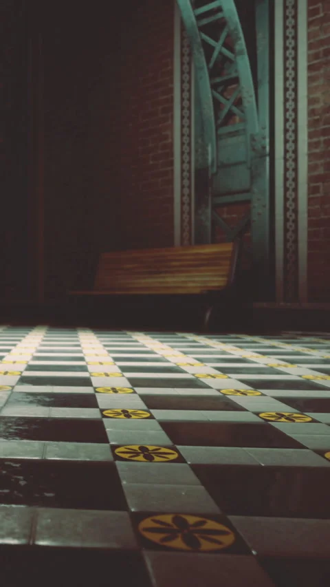 Old tile floor shows patterns in a historic building during an afternoon Stock Footage 334171243