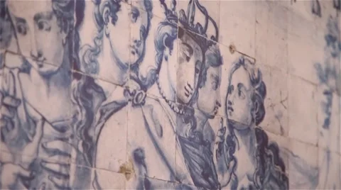 Old tiles on the wall Stock Footage 55806619