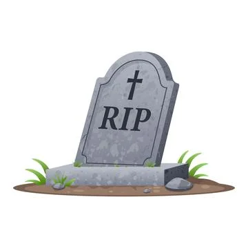 Old tilted gravestone with RIP on cemetery. Vector illustration Stock Illustration