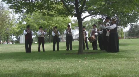 Old Time Brass Band Performing in Park (with audio) Video stock 11384010