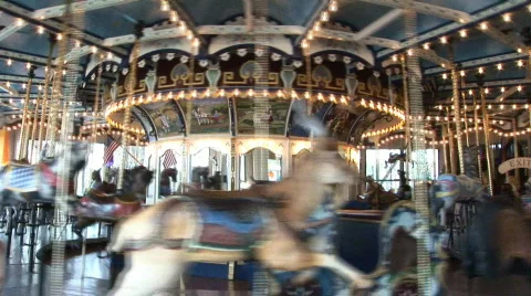 Old time carousel Stock Footage 98145