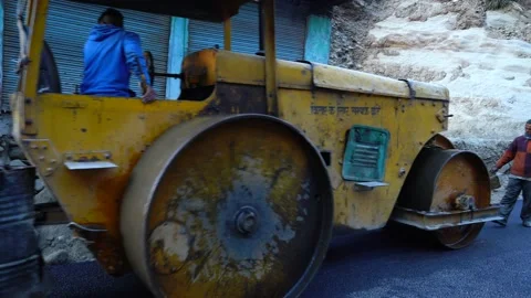 Old time road roller Stock Footage 166515109
