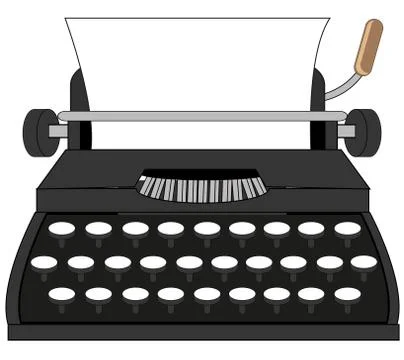 Old-time typewriter on white background is insulated 库存插图