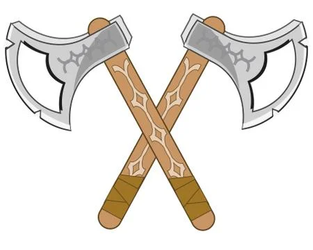 Old-time weapon combat axe on white background is insulated Stock Illustration