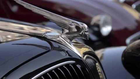 Old timer 1930's citroen logo with 2cv on background Stock Footage 84298178